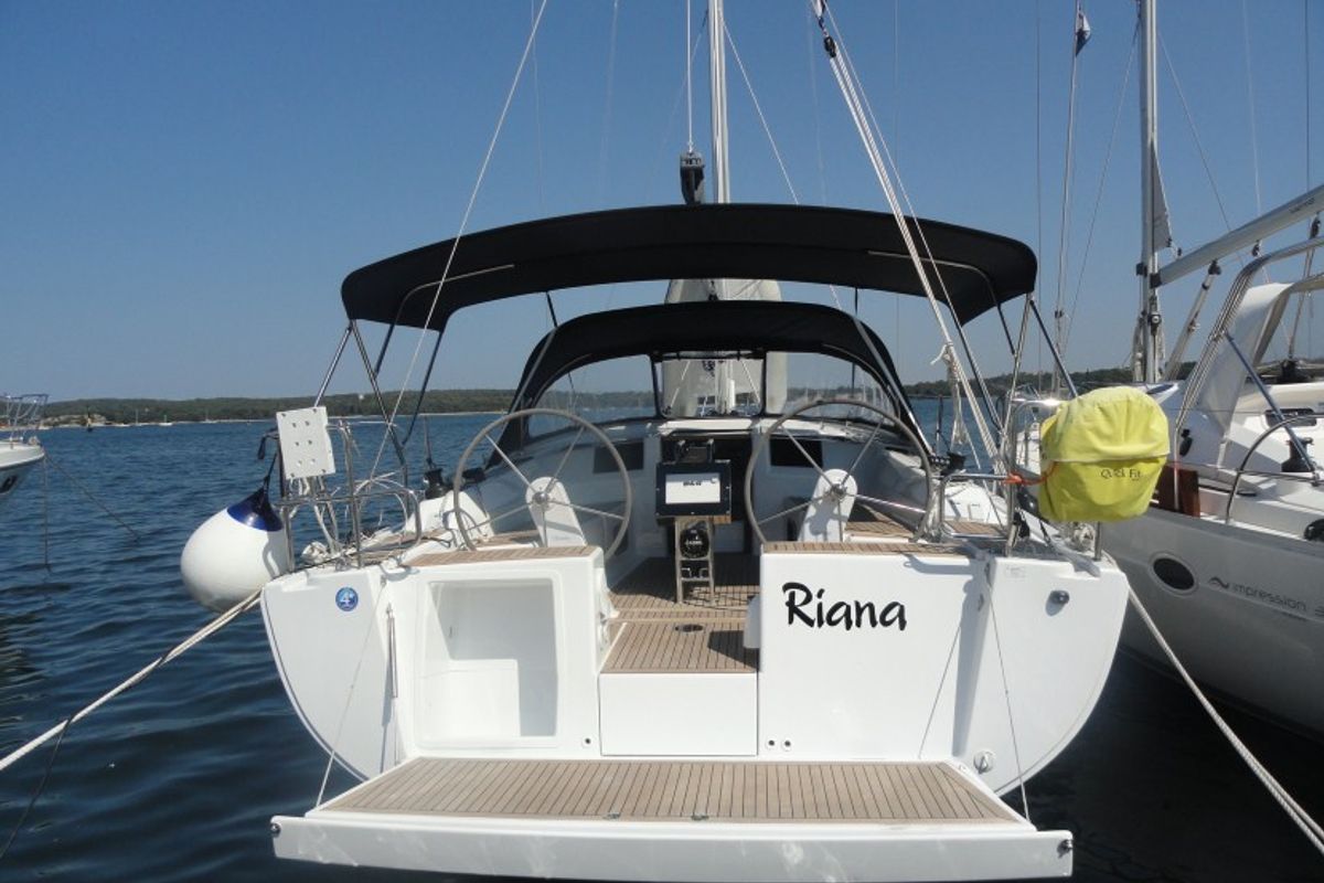 Exterior view of Riana, a Hanse Yachts Hanse 385 sailboat at Grad Pula, Croatia