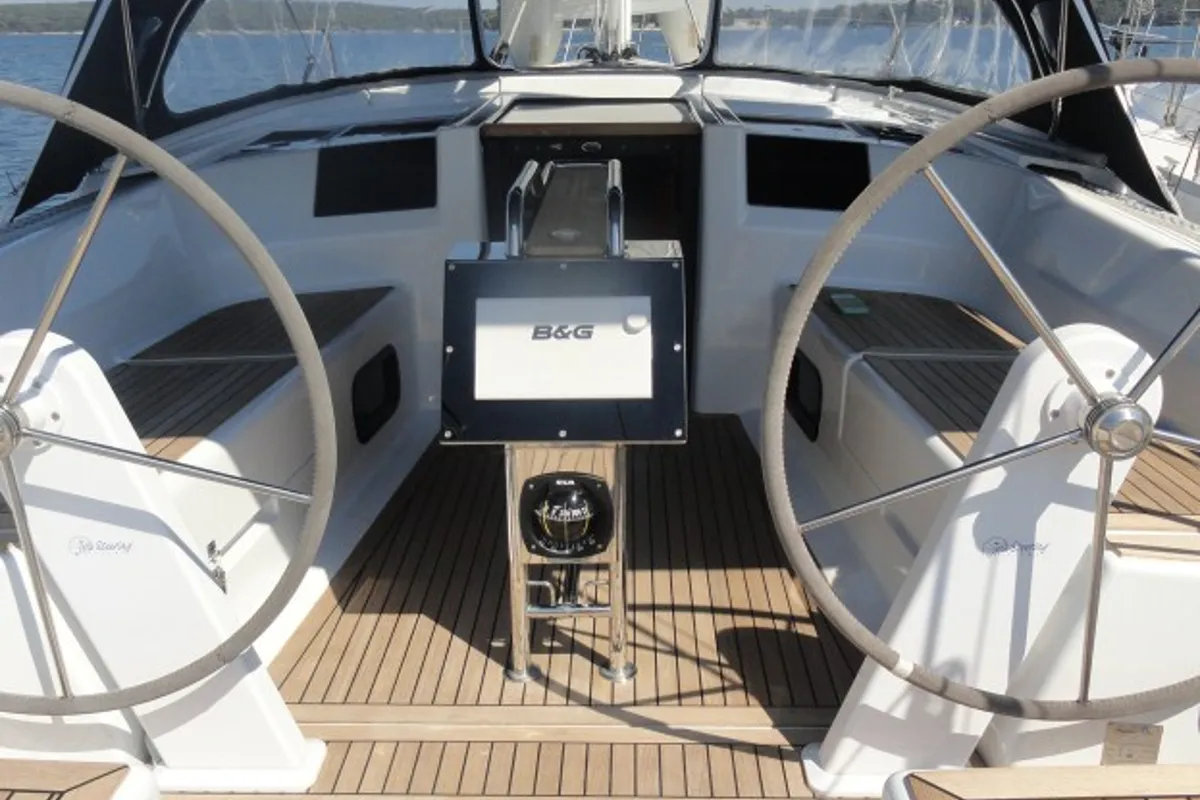 Deck of Riana, a Hanse Yachts Hanse 385 sailboat at Grad Pula, Croatia