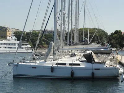 Cockpit of Riana, a Hanse Yachts Hanse 385 sailboat at Grad Pula, Croatia