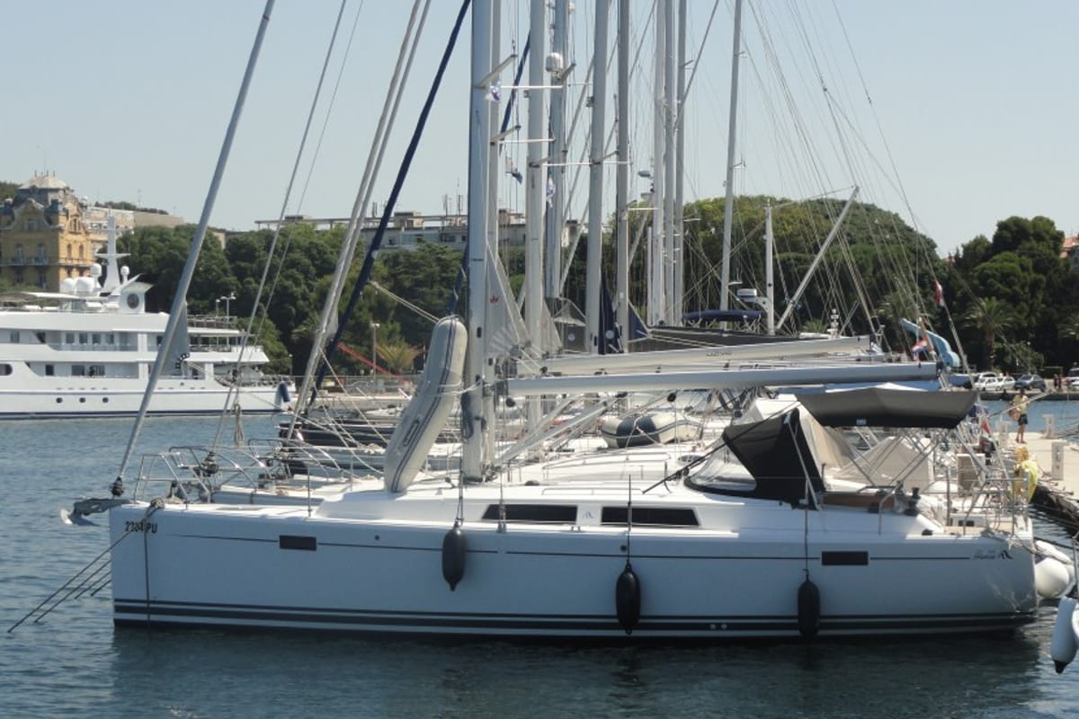 Cockpit of Riana, a Hanse Yachts Hanse 385 sailboat at Grad Pula, Croatia