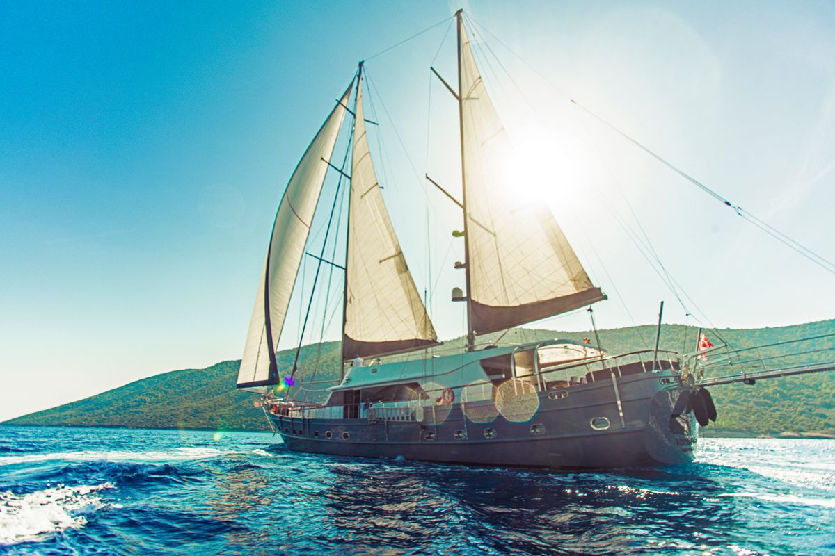 Exterior view of Virtuoso, a Gulet Gulet sailboat at Lavreotiki Municipal Unit, Greece