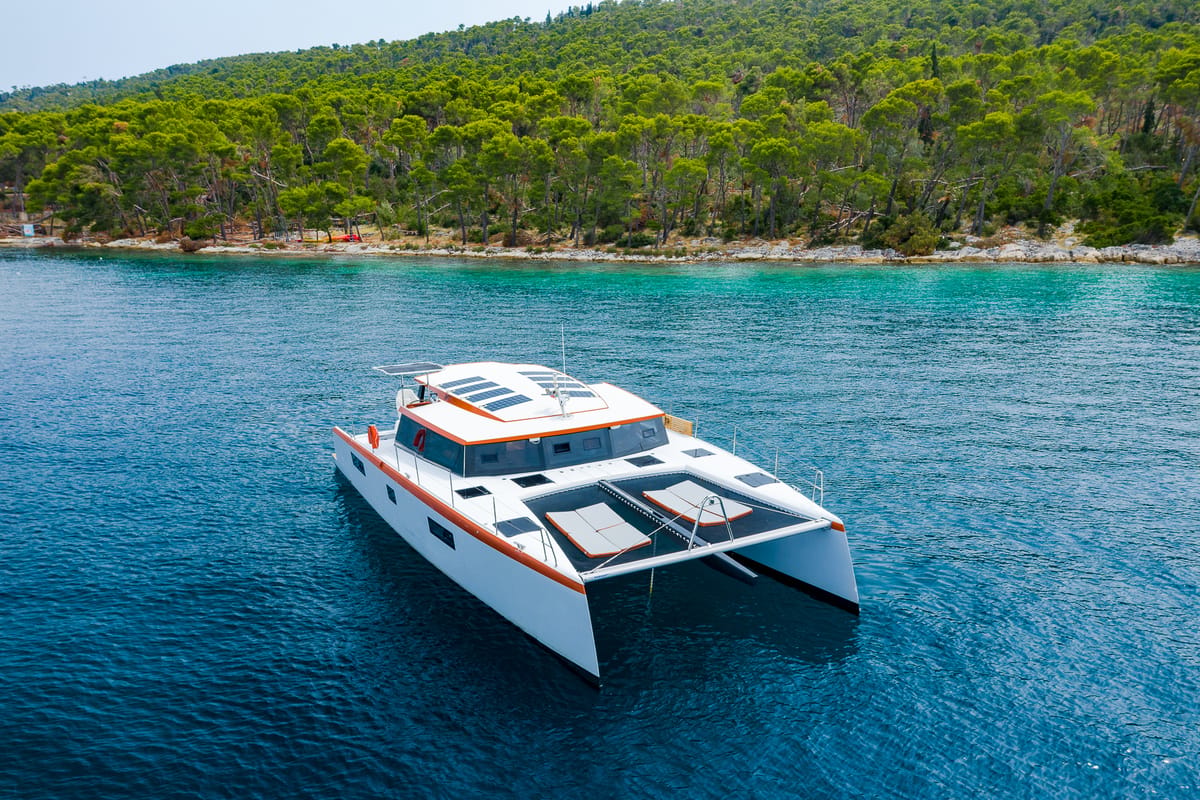 Orange, a Luna 47 Power catamaran at Split, Croatia