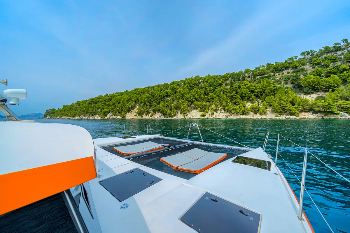 Orange, a Luna 47 Power catamaran at Split, Croatia