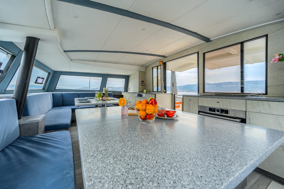 Orange, a Luna 47 Power catamaran at Split, Croatia