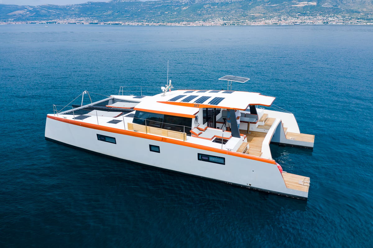 Orange, a Luna 47 Power catamaran at Split, Croatia