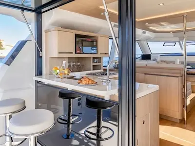 Galley of A44, a Aquila Yachts Aquila 44 Yacht catamaran at Cannigione, Italy