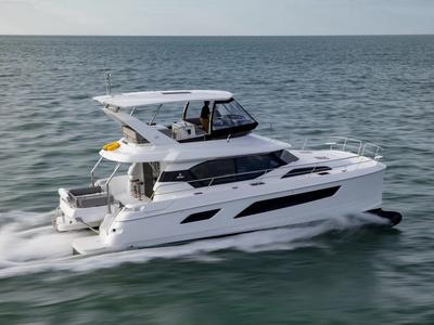 Exterior view of A44, a Aquila Yachts Aquila 44 Yacht catamaran at Cannigione, Italy