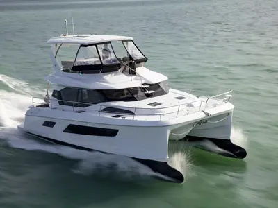 Exterior view of A44, a Aquila Yachts Aquila 44 Yacht catamaran at Cannigione, Italy