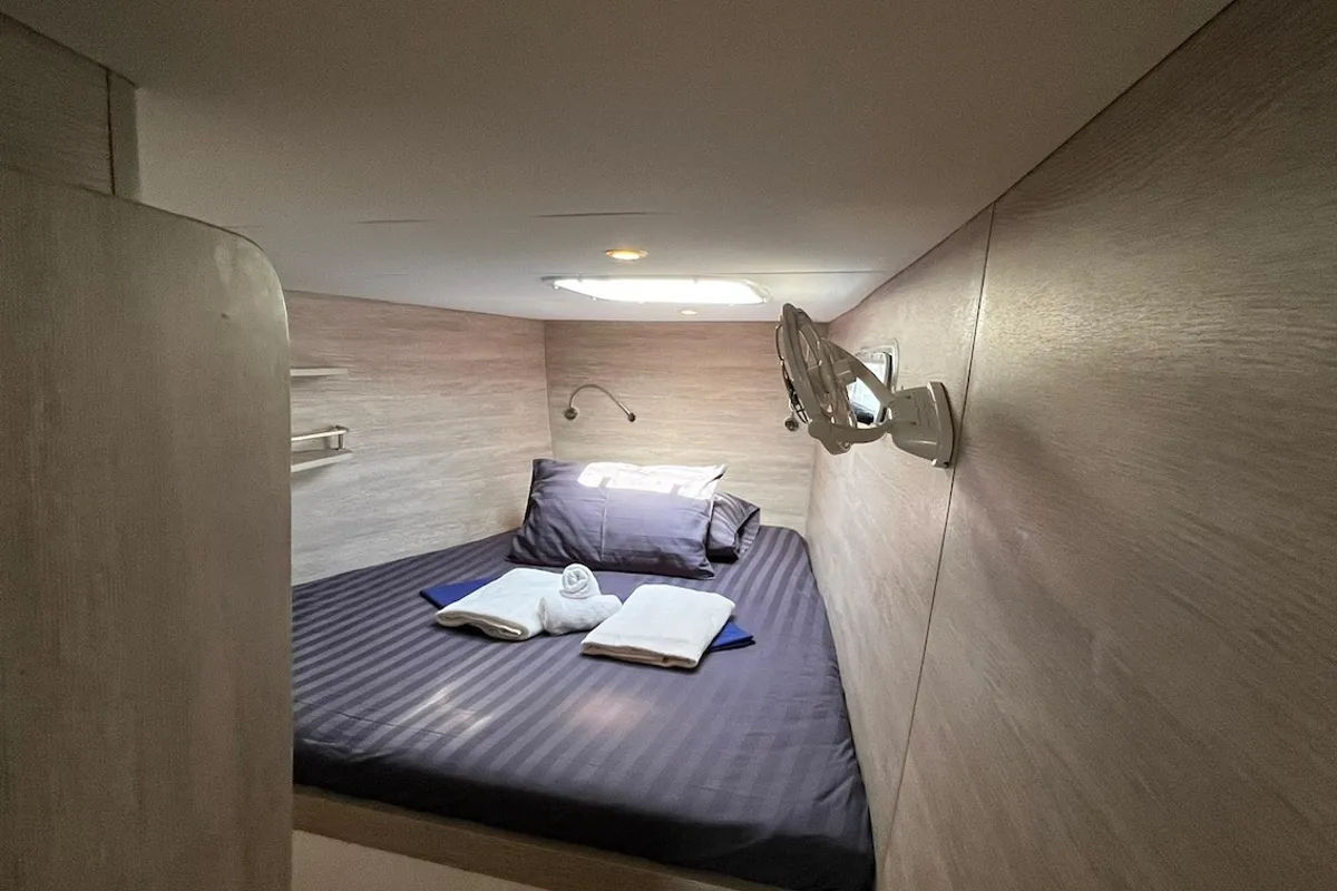 Cabin on Kaya, a Island Spirit Yachts Island Spirit 410 catamaran at Mai Khao, Thailand