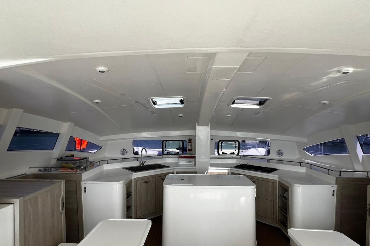 Galley of Kaya, a Island Spirit Yachts Island Spirit 410 catamaran at Mai Khao, Thailand