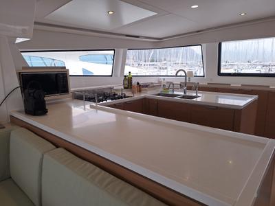 Galley of Gemini, a Bali 5.4 catamaran at Grad Kaštela, Croatia