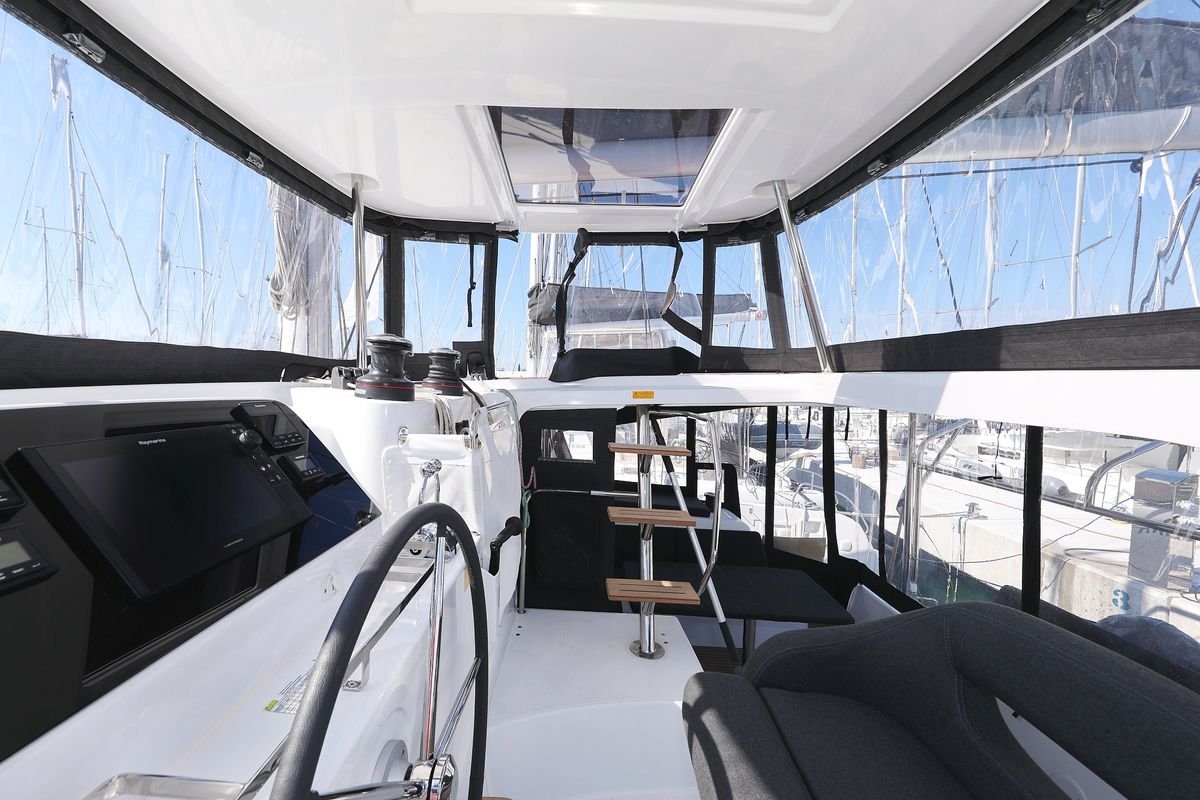 Cockpit of Luna, a Lagoon 42 catamaran at Općina Sukošan, Croatia