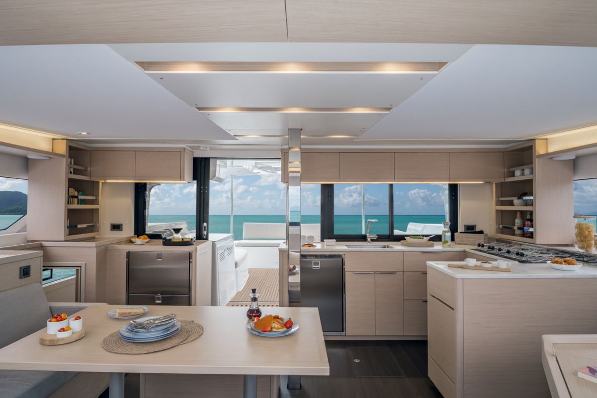 Galley of Overseas, a Lagoon 46 catamaran at Thira Municipal Unit, Greece