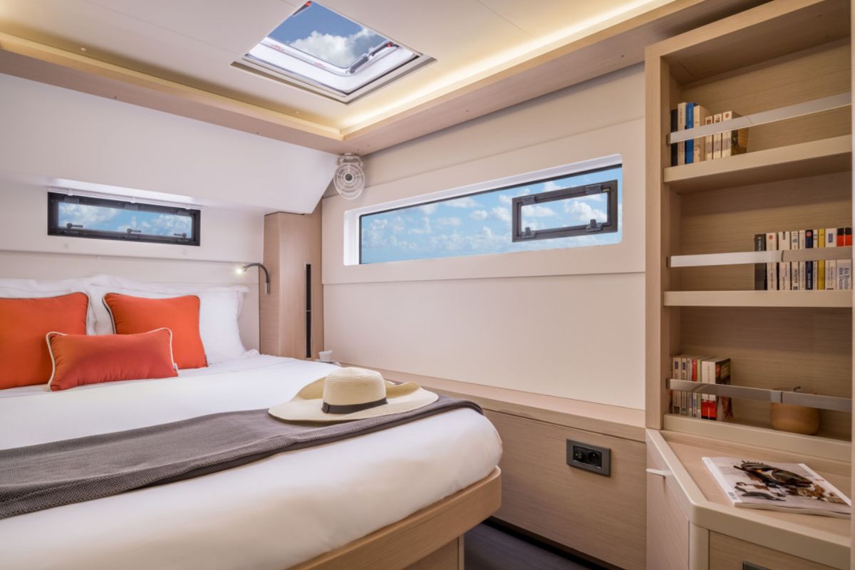 Cabin on Overseas, a Lagoon 46 catamaran at Thira Municipal Unit, Greece