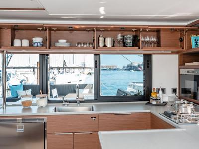 Galley of Overseas, a Lagoon 46 catamaran at Thira Municipal Unit, Greece