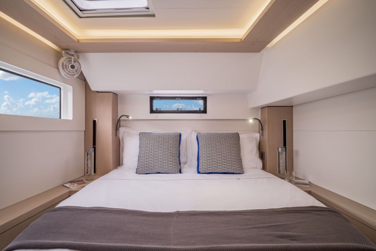 Cabin on Overseas, a Lagoon 46 catamaran at Thira Municipal Unit, Greece