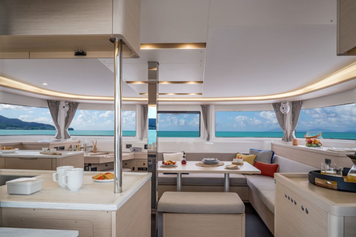 Galley of Overseas, a Lagoon 46 catamaran at Thira Municipal Unit, Greece