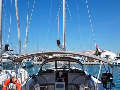Cockpit of MH 55, a Bavaria Cruiser 46 sailboat at Murter, Croatia