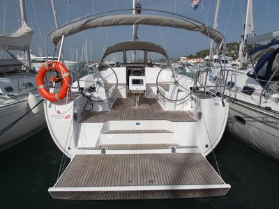 Deck of MH 55, a Bavaria Cruiser 46 sailboat at Murter, Croatia