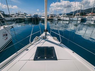 Deck of BALU, a Dufour 470 sailboat at Grad Kaštela, Croatia