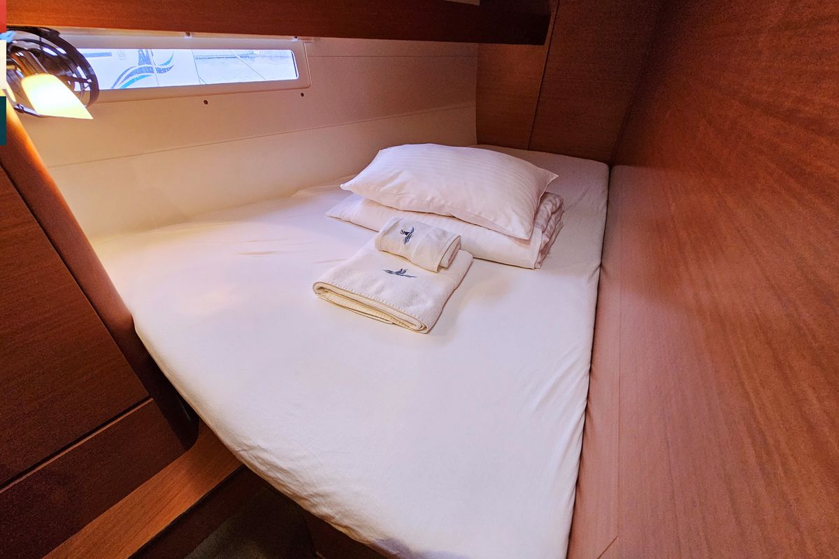 Cabin on Katajina, a Dufour 460 GL sailboat at Općina Rogoznica, Croatia