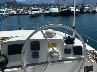 Cockpit of Dytick, a Bali 4.2 OW catamaran at Hyères, France