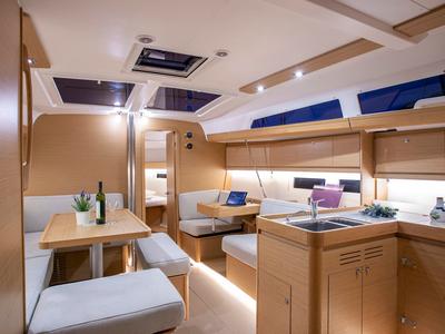 Salon of Sea Cloud 2, a Dufour 412 GL sailboat at Grad Pula, Croatia
