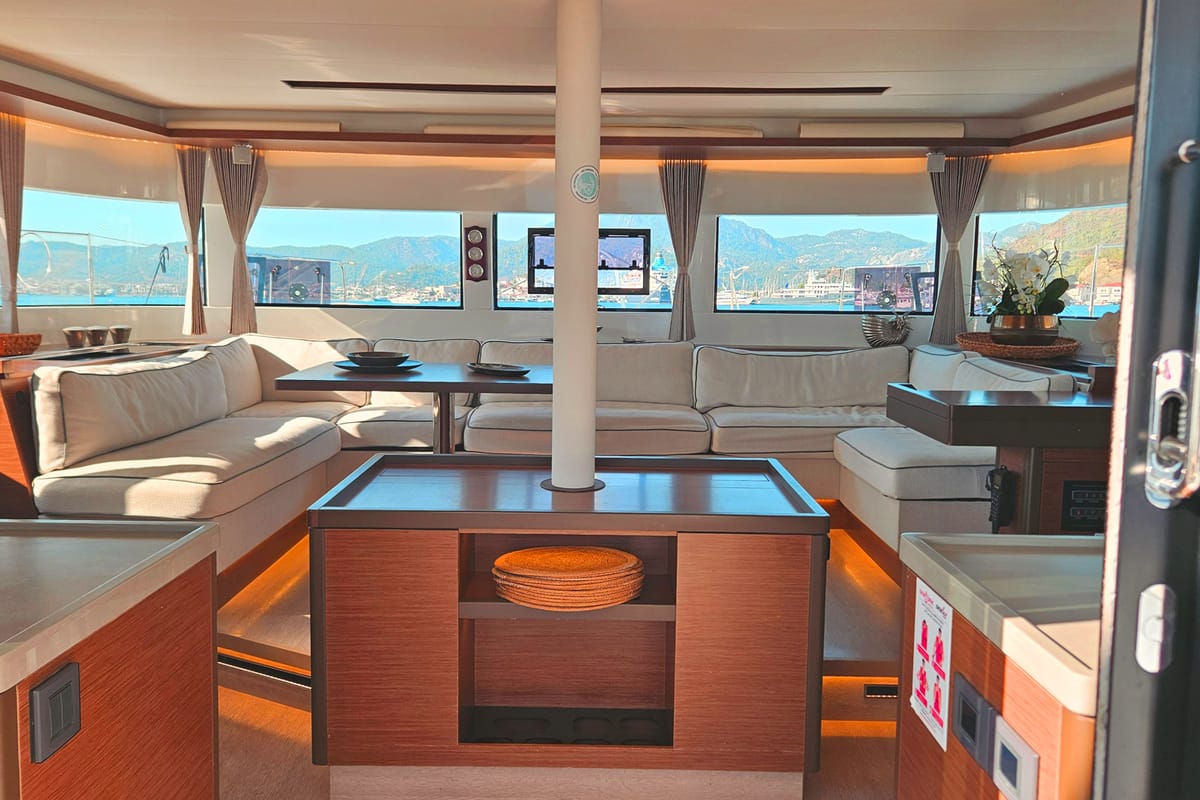 Alchera, a Lagoon 50 catamaran at Marmaris, Turkey