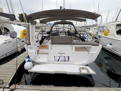 Cockpit of Moma, a Dufour 41 sailboat at Grad Šibenik, Croatia
