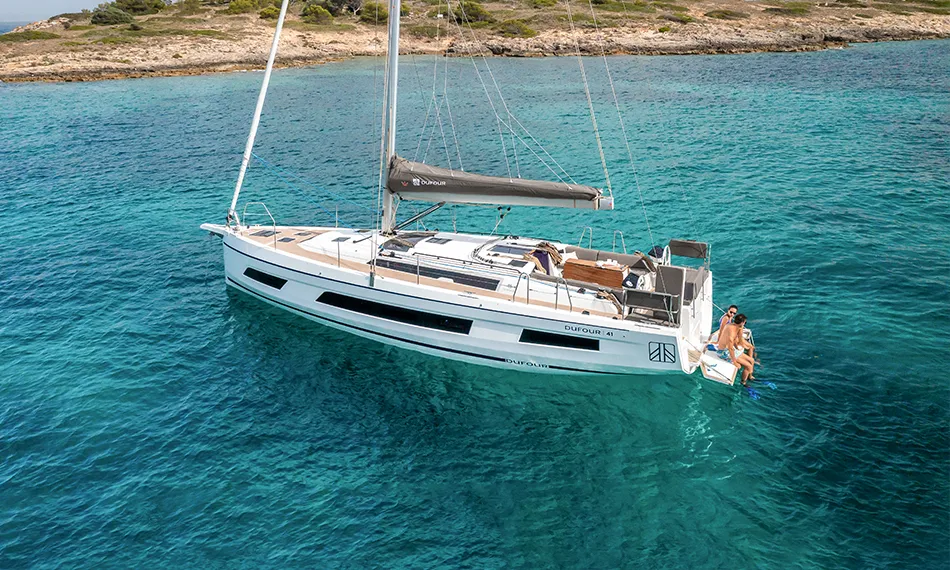 Exterior view of Moma, a Dufour 41 sailboat at Grad Šibenik, Croatia
