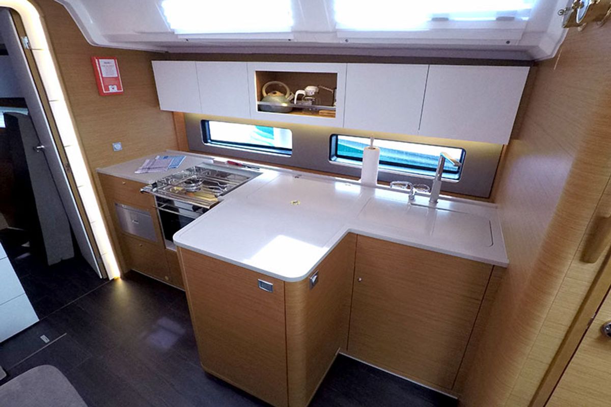 Galley of Moma, a Dufour 41 sailboat at Grad Šibenik, Croatia