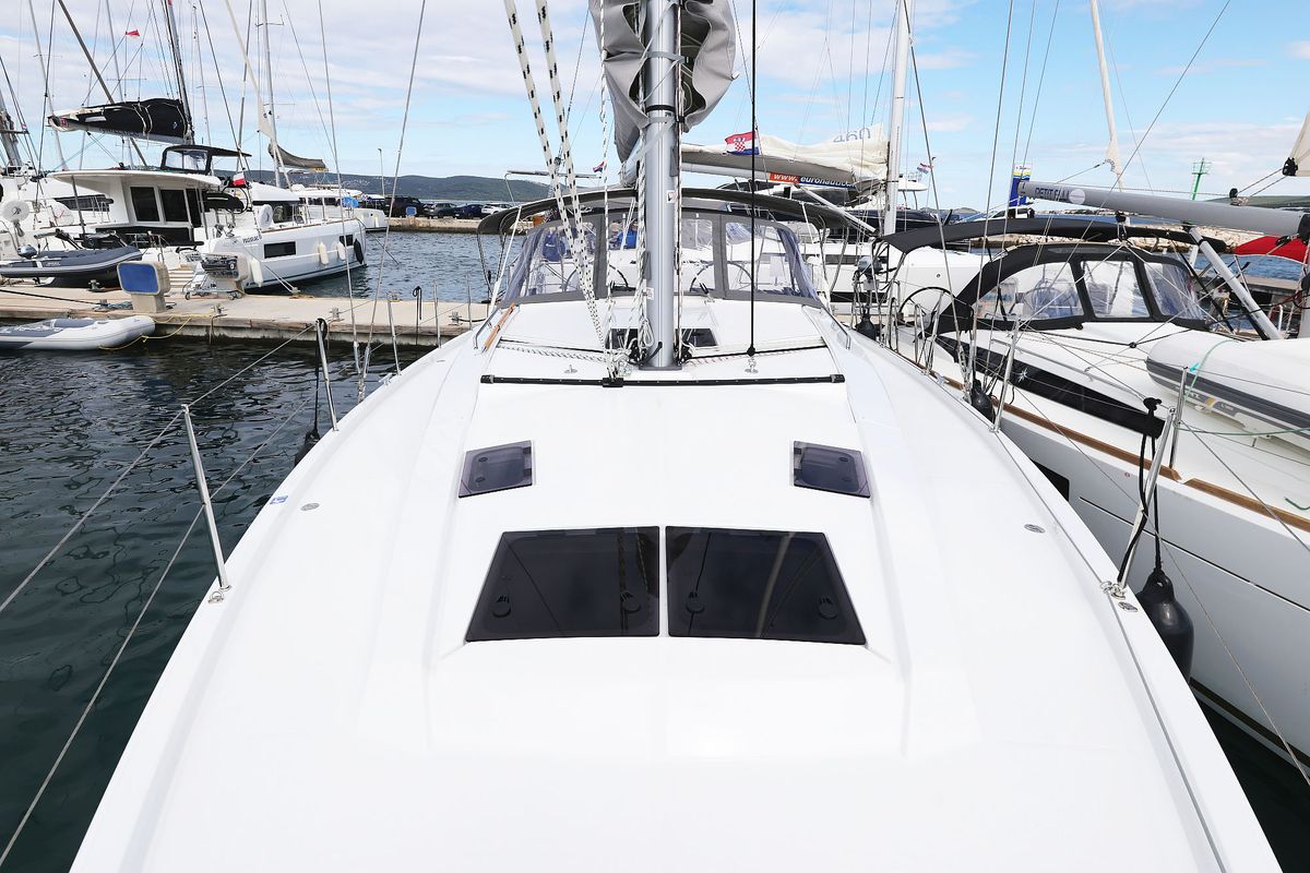 Deck of Sundance, a Hanse Yachts Hanse 410 sailboat at Grad Biograd na Moru, Croatia