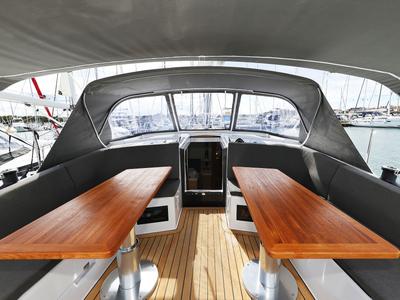 Deck of Sundance, a Hanse Yachts Hanse 410 sailboat at Grad Biograd na Moru, Croatia