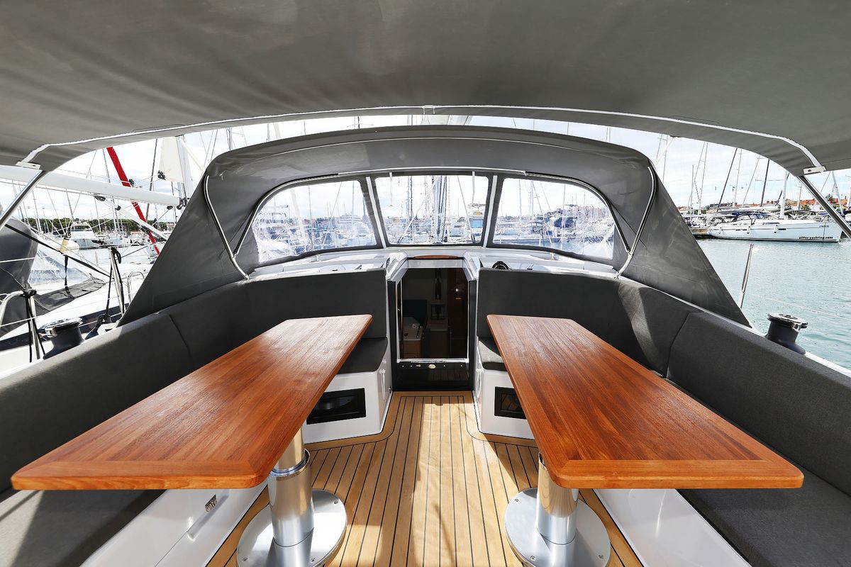 Deck of Sundance, a Hanse Yachts Hanse 410 sailboat at Grad Biograd na Moru, Croatia