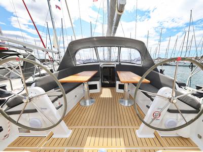 Cockpit of Sundance, a Hanse Yachts Hanse 410 sailboat at Grad Biograd na Moru, Croatia