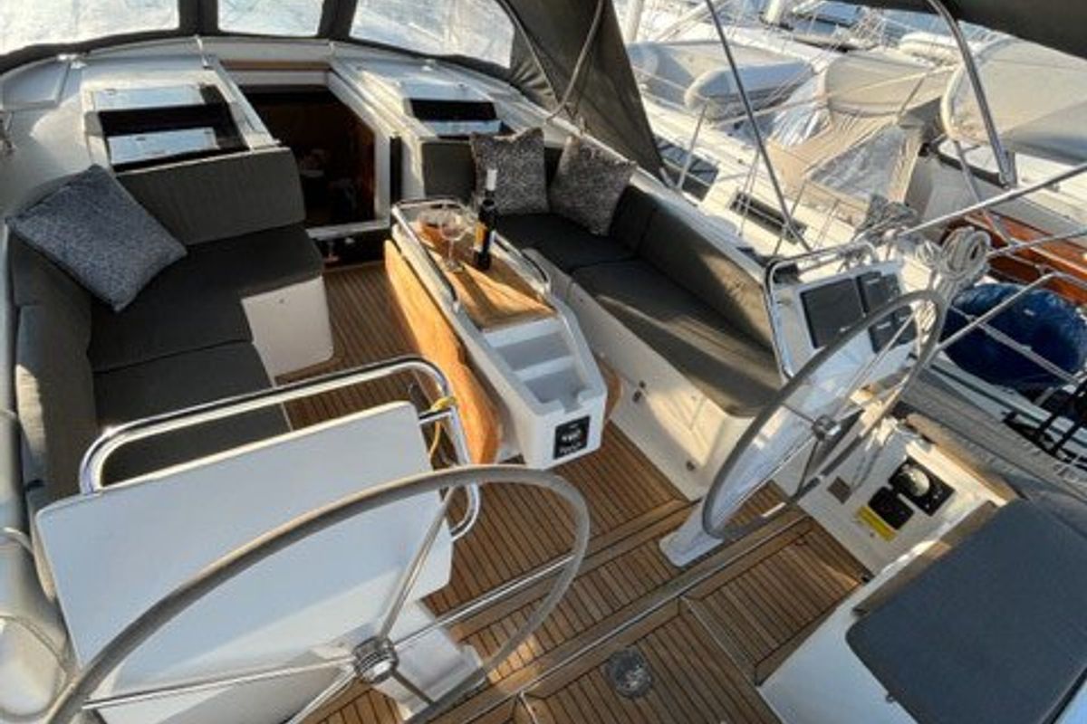 Cockpit of Maja, a Hanse Yachts Hanse 455 sailboat at Grad Biograd na Moru, Croatia
