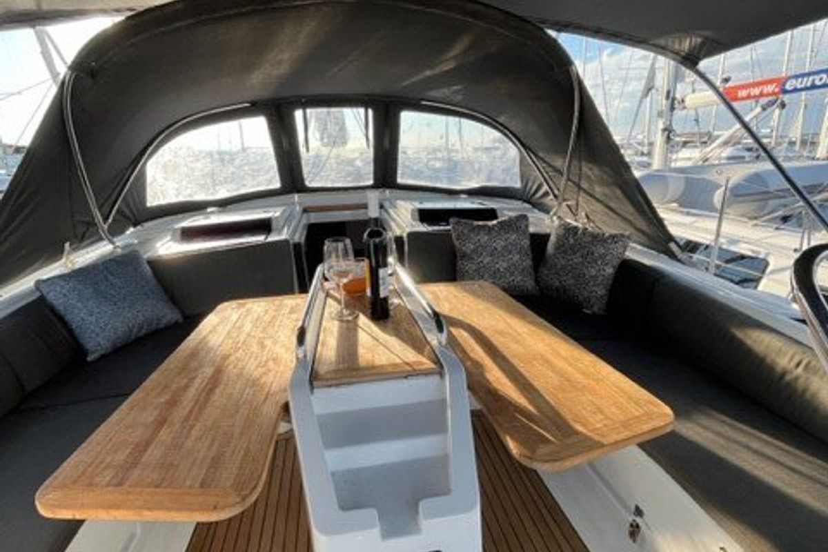 Deck of Maja, a Hanse Yachts Hanse 455 sailboat at Grad Biograd na Moru, Croatia