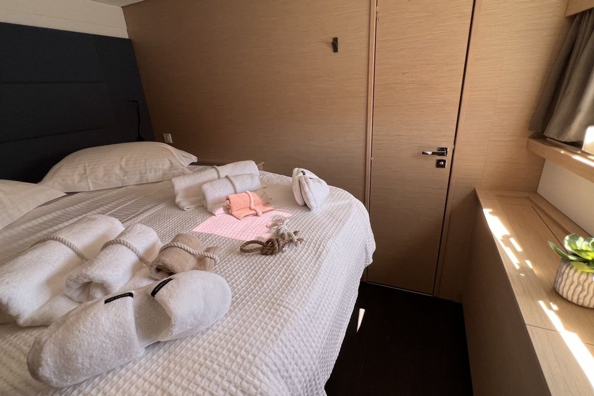 Cabin on My Precious "E", a Fountaine Pajot Aura 51 catamaran at Municipal Unit of Ellomenos, Greece