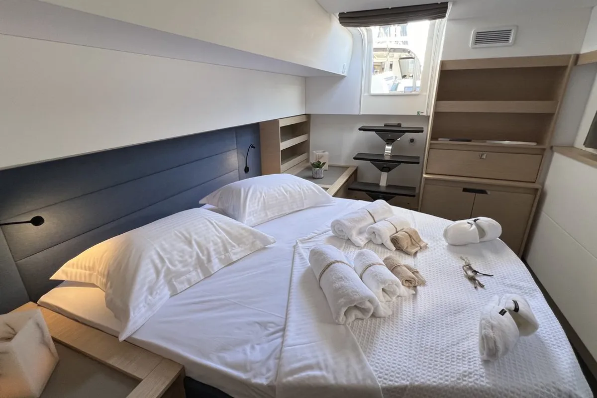 Cabin on My Precious "E", a Fountaine Pajot Aura 51 catamaran at Municipal Unit of Ellomenos, Greece