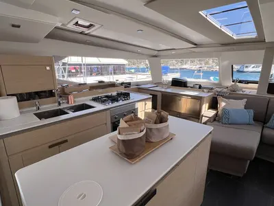 Galley of My Precious "E", a Fountaine Pajot Aura 51 catamaran at Municipal Unit of Ellomenos, Greece