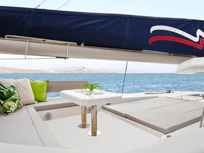 Deck of Moorings 4500L Club, a Leopard 45 catamaran at Road Town, British Virgin Islands