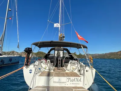Cockpit of Juana, a Hanse Yachts Hanse 445 sailboat at Marmaris, Turkey