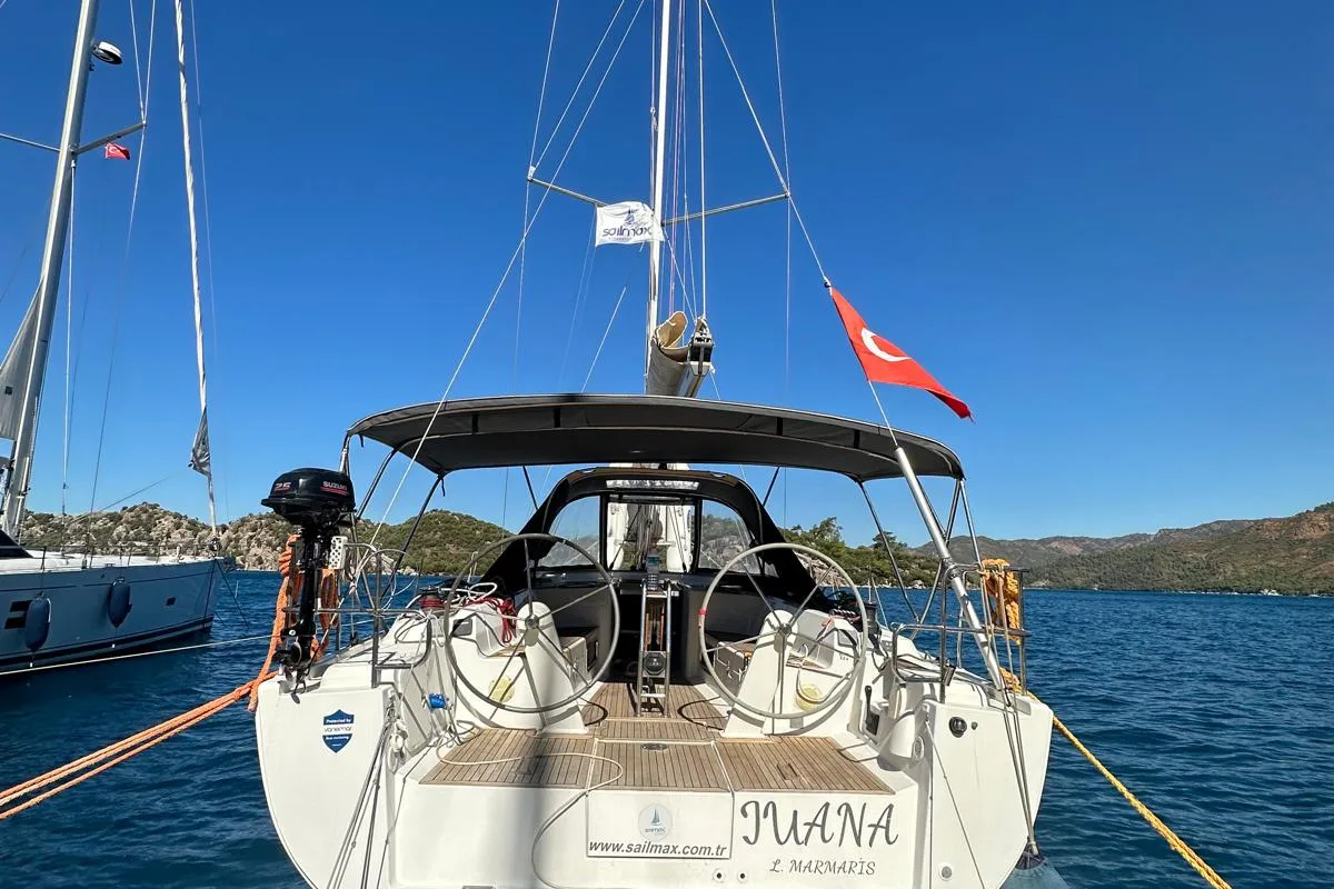 Cockpit of Juana, a Hanse Yachts Hanse 445 sailboat at Marmaris, Turkey