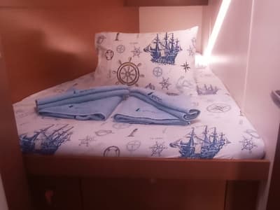 Cabin on Juana, a Hanse Yachts Hanse 445 sailboat at Marmaris, Turkey