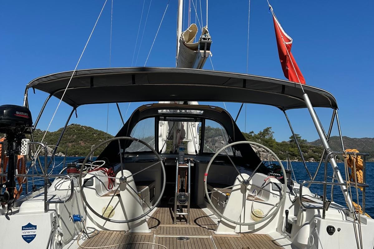 Cockpit of Juana, a Hanse Yachts Hanse 445 sailboat at Marmaris, Turkey