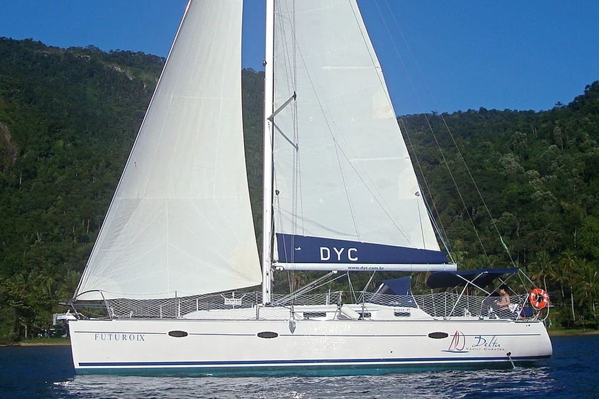 Akanni II, a Delta 41 sailboat at Paraty, Brazil