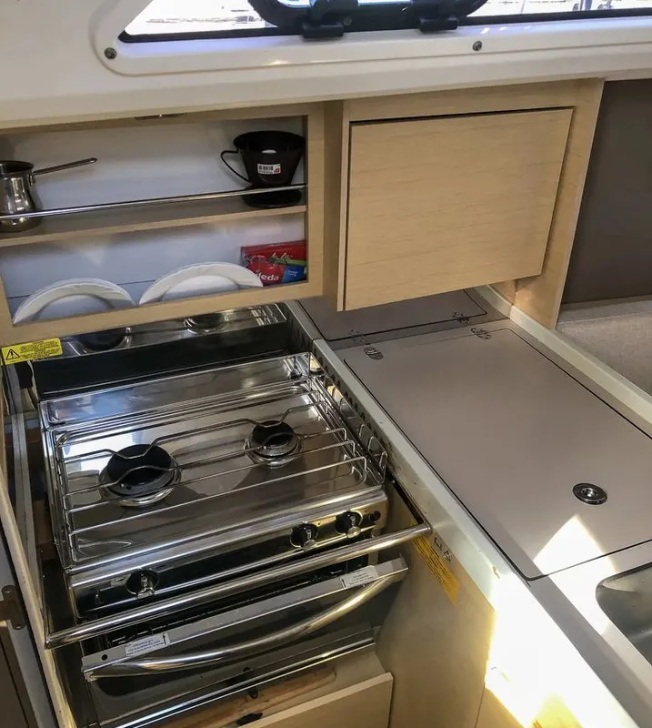 Galley of Arya, a Beneteau Oceanis 30.1 sailboat at Izola / Isola, Slovenia