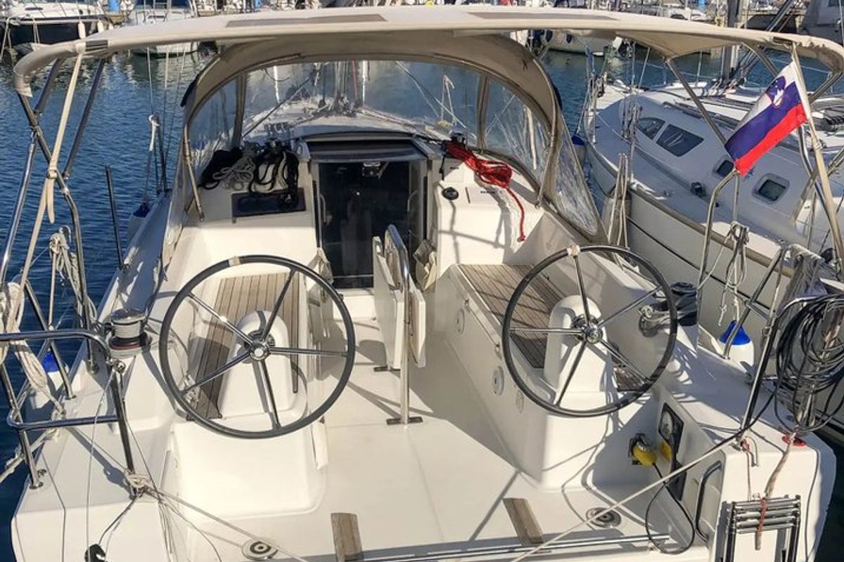 Cockpit of Arya, a Beneteau Oceanis 30.1 sailboat at Izola / Isola, Slovenia
