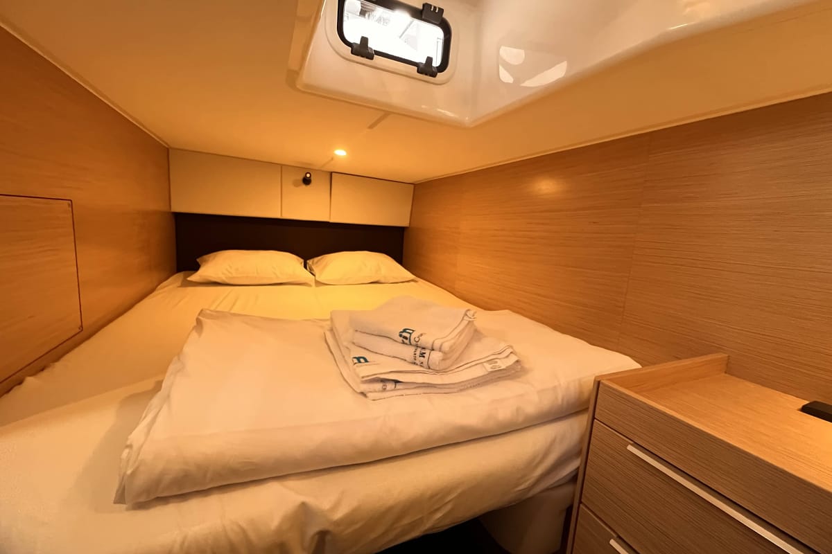Cabin on Palermo, a Bavaria 33 Sport HT motorboat at Grad Biograd na Moru, Croatia