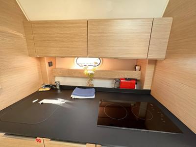 Galley of Palermo, a Bavaria 33 Sport HT motorboat at Grad Biograd na Moru, Croatia